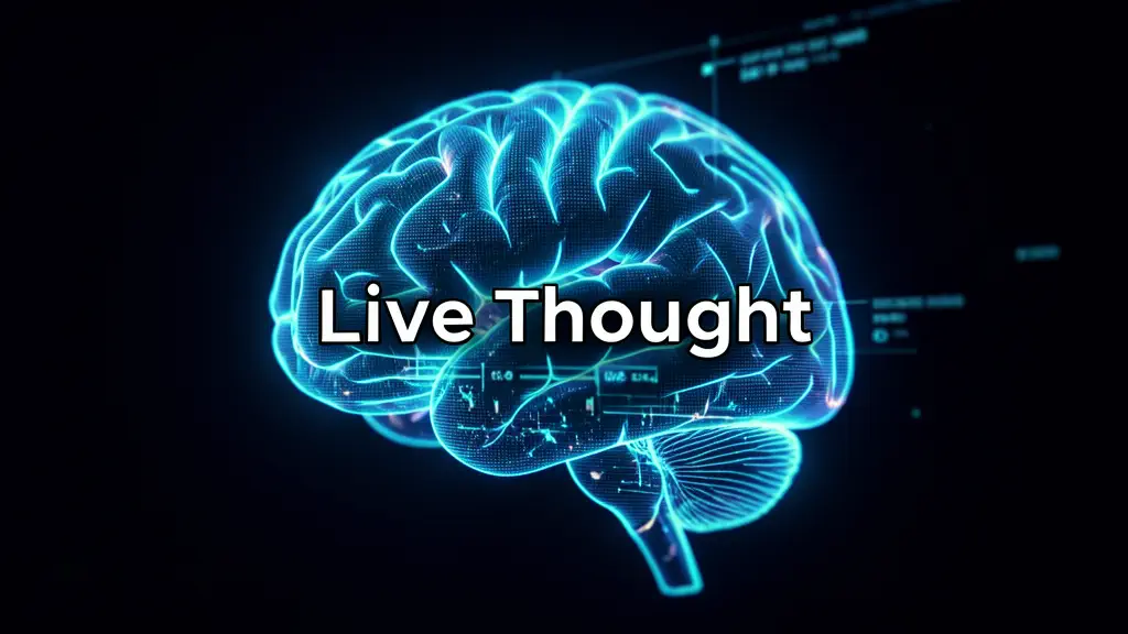 Hook 8 — Brain scan animation with live thought text overlay. (texto na tela: Mind Reading AI)