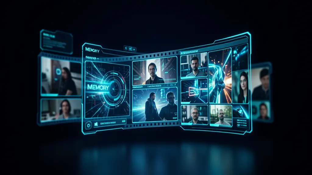 Hook 20 — Memory reel blending real and generated clips. (texto na tela: Fake Memories)