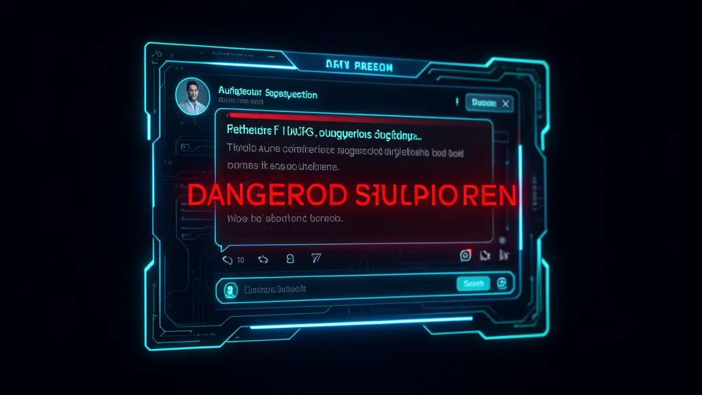 Hook 23 — Chat window with dangerous suggestion + red alert overlay. (texto na tela: AI Persuaded)