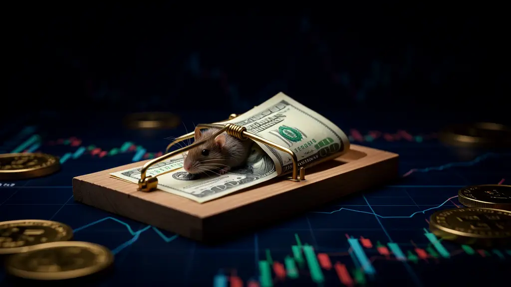 Hook 4 — Mouse trap with dollar bills inside. (texto na tela: Passive Income Trap)