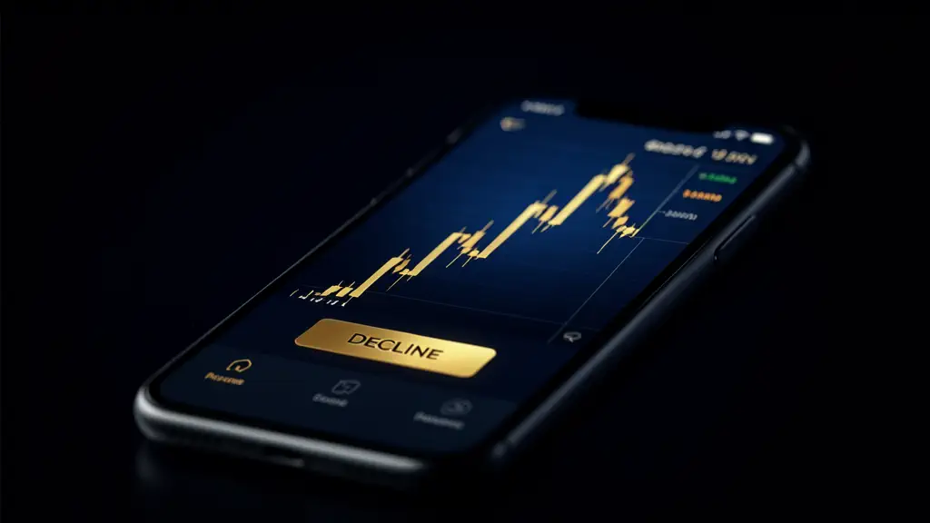 Hook 32 — “Decline” button on phone, chart spikes up. (texto na tela: Say No)