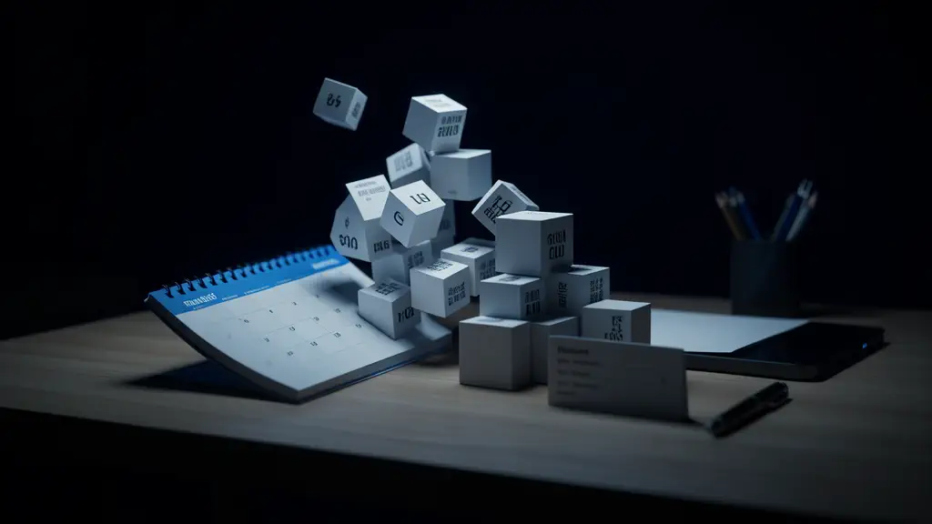 Hook 5 — Calendar flipping from chaos to organized blocks. (texto na tela: One Habit)