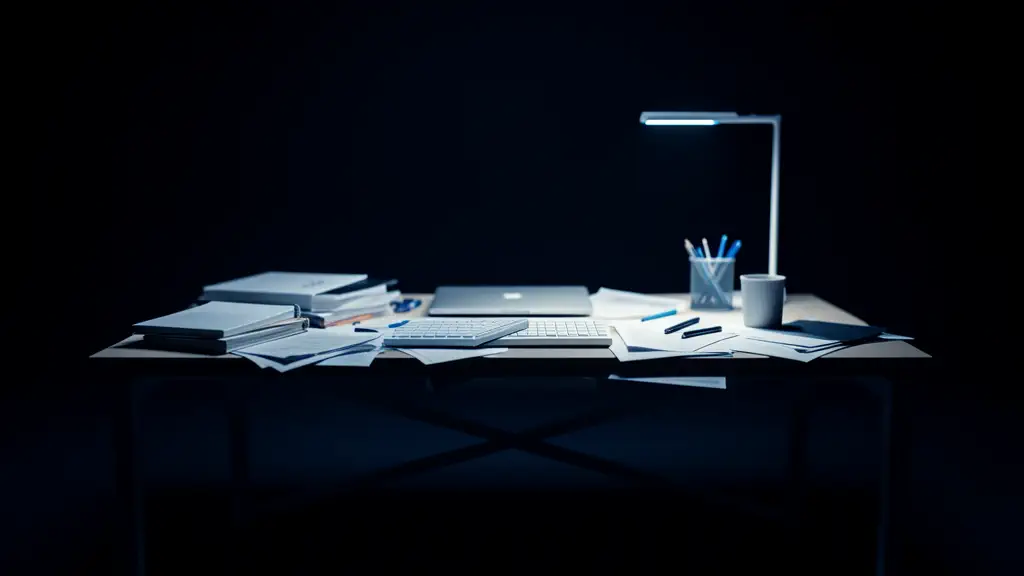 Hook 29 — Messy desk transforming into minimal workspace. (texto na tela: Fix Space)