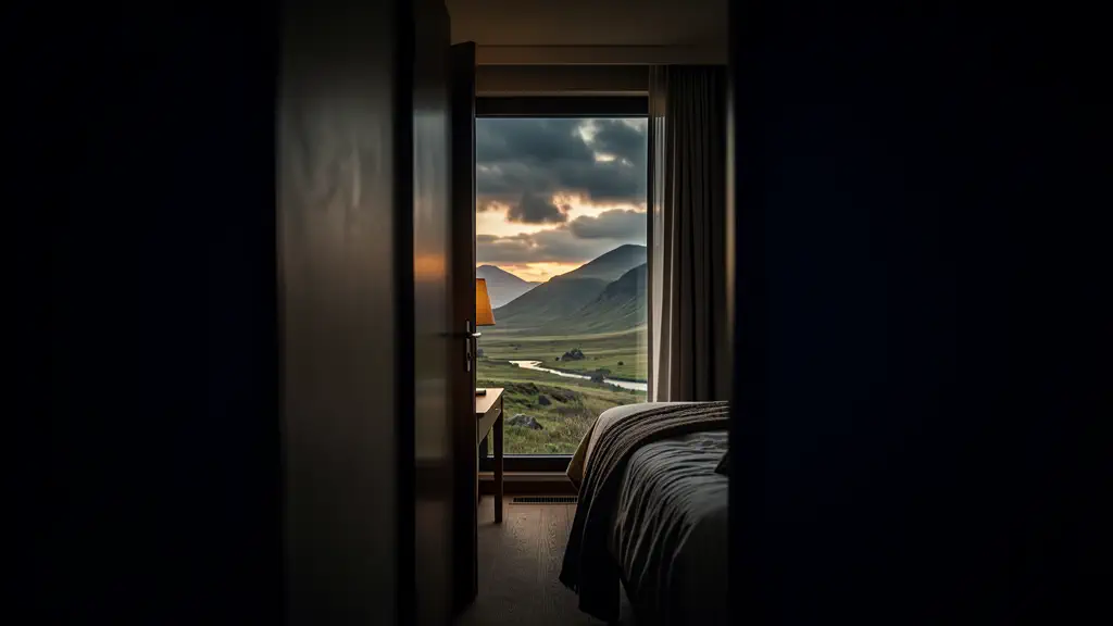 Hook 27 — Small hotel room reveal. (texto na tela: $5 Hotel)