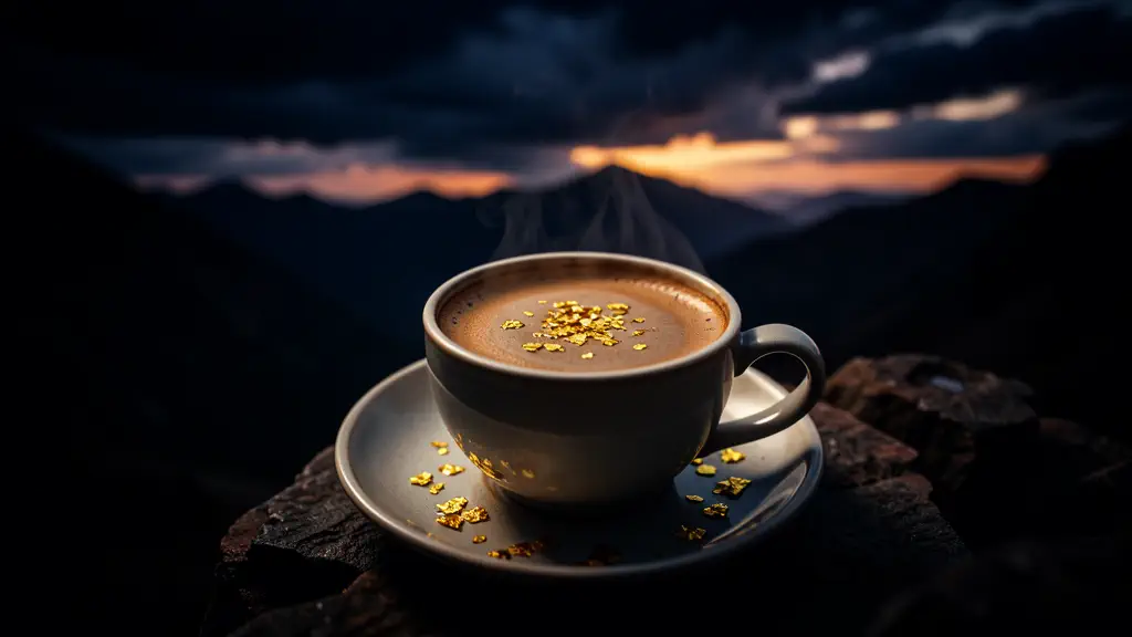Hook 28 — Coffee served with gold flakes. (texto na tela: Luxury Coffee)