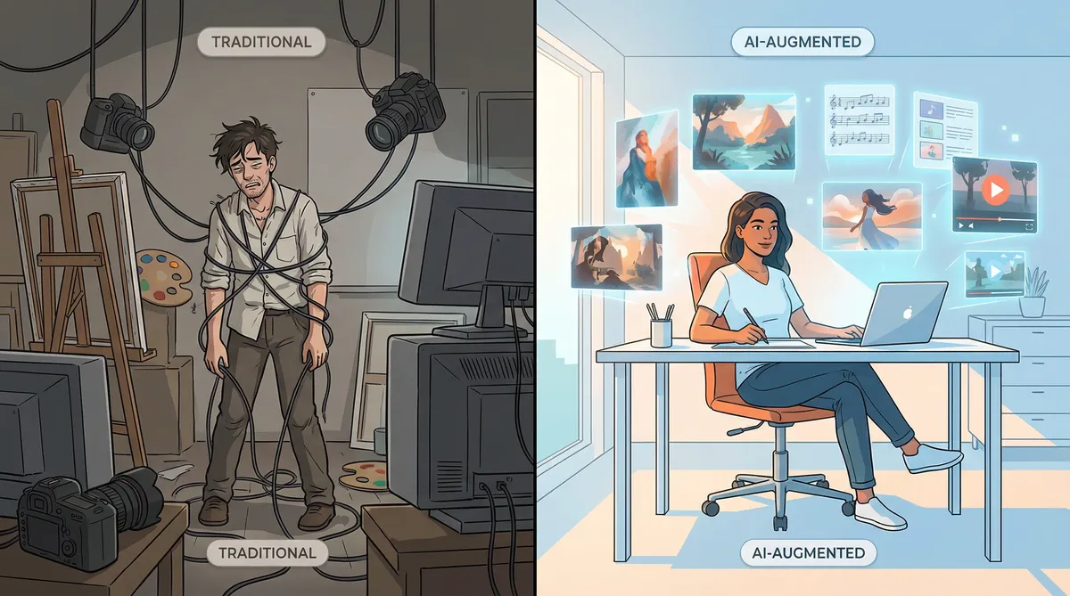 Artista tradicional vs artista com IA