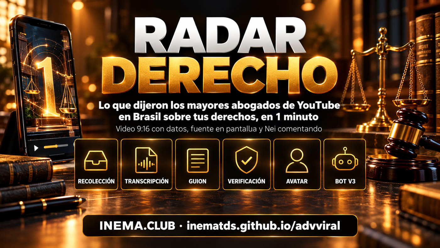 Flujo de advviral: recolección, transcripción, guion, verificación, avatar y bot v3