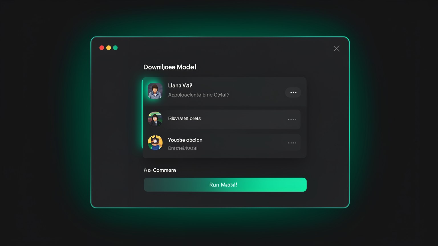 App do Ollama com qwen3:30b-a3b-q4_K_M na lista de modelos e o comando ollama run sendo mostrado