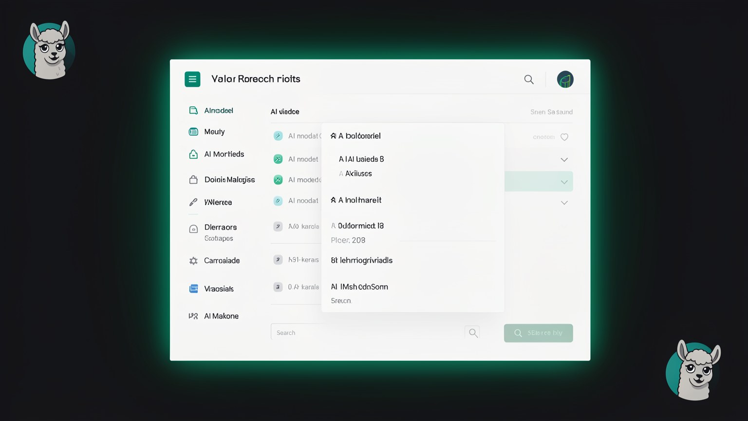 App do Ollama com o seletor de modelos aberto: o campo 'Find model...' lista modelos como qwen3, gemma e outros para baixar e usar