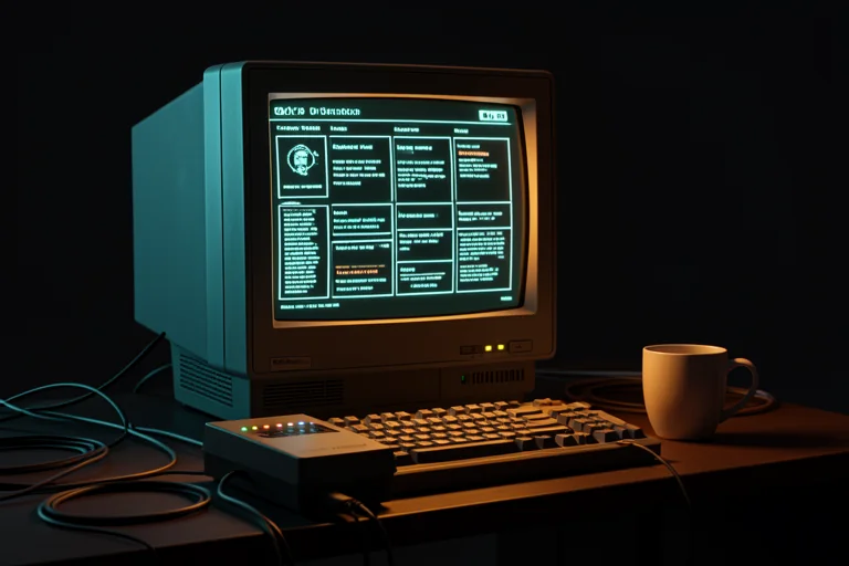 Monitor da era da internet discada com página web brilhando