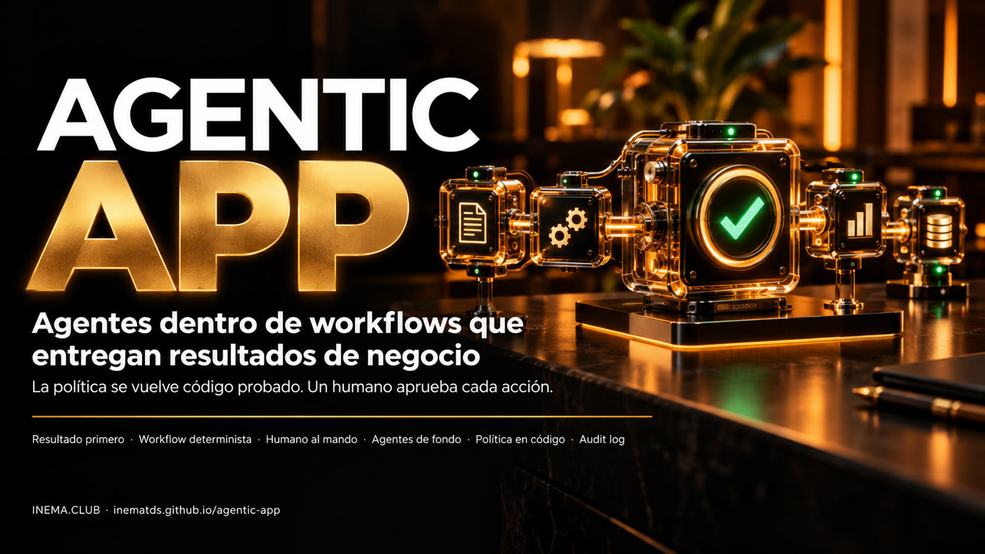 Banner de Agentic App: agentes dentro de workflows que entregan resultados de negocio