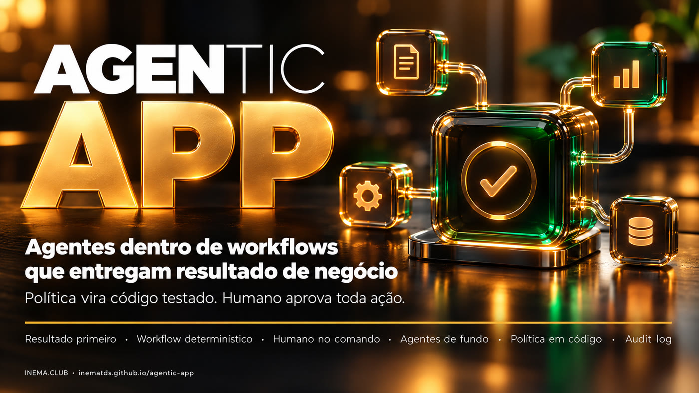Banner do Agentic App: agentes dentro de workflows que entregam resultado de negócio
