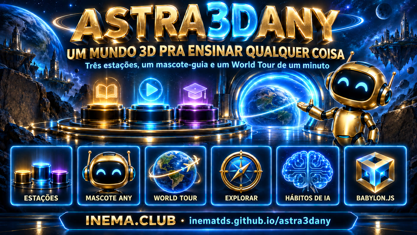 Banner do astra3dany: um mundo 3D pra ensinar qualquer coisa