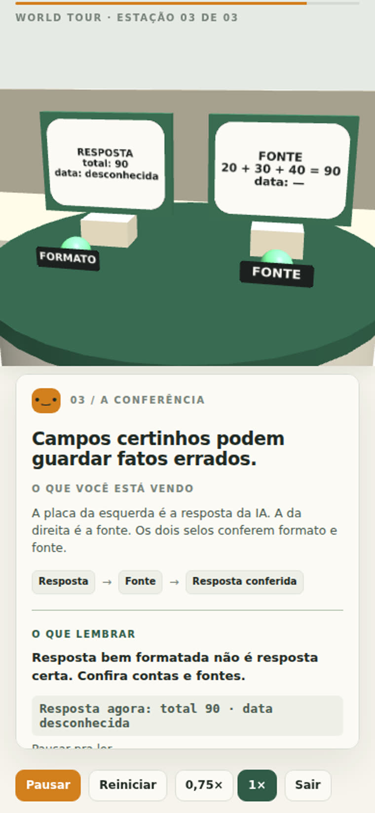 Layout de celular com a cena em cima e o card embaixo