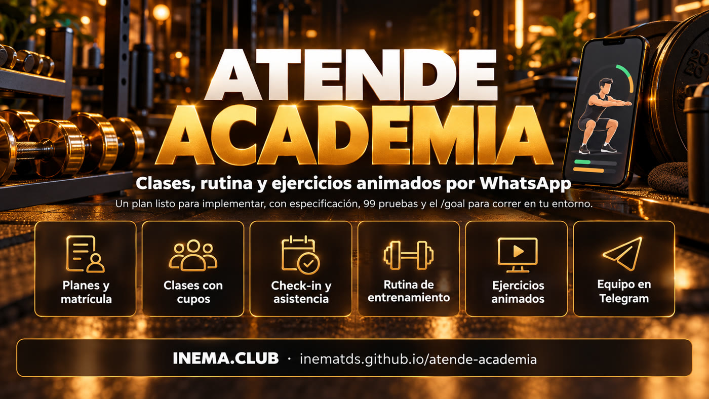 Planes con estado de pago manual, clases grupales con cupos y lista de espera, check-in y reactivación con consentimiento, rutina de entrenamiento, evaluación física como dato sensible y equipo en Telegram