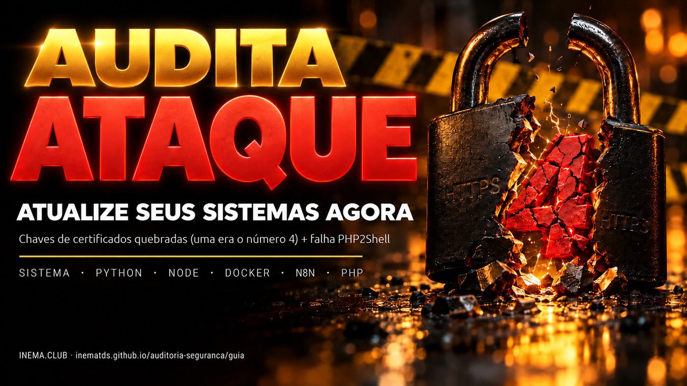 GRAVE: atualize seus sistemas agora. Chaves de certificados quebradas (uma era o número 4) + falha PHP2Shell