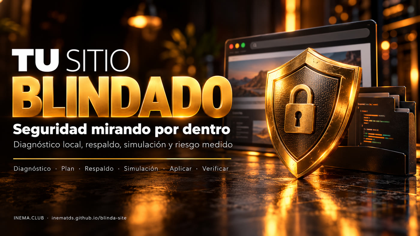 Banner: Blinda tu sitio — seguridad mirando desde adentro