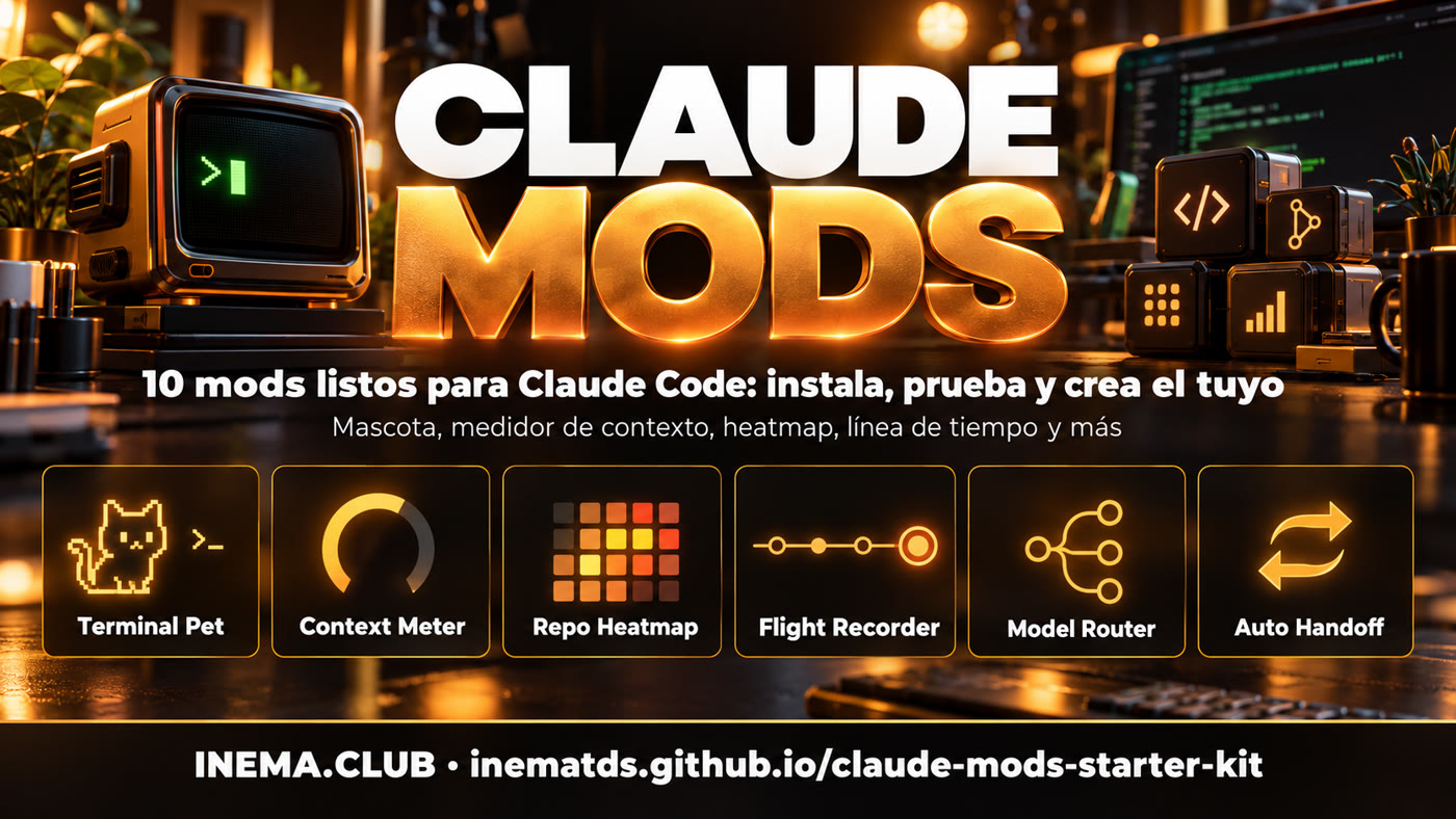 Los mods del kit: Terminal Pet, Context Meter, Repo Heatmap, Flight Recorder, Model Router, Auto Handoff