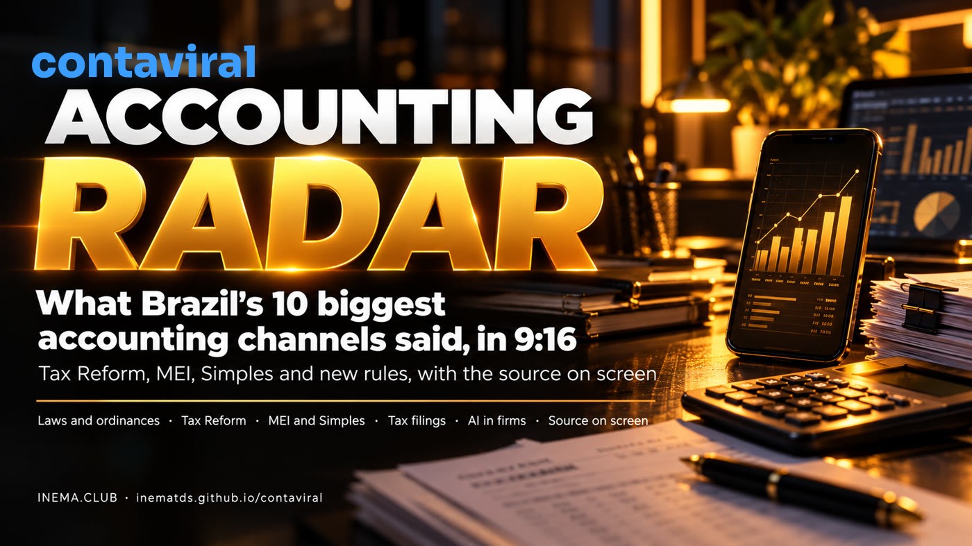 ACCOUNTING RADAR banner: what the 10 biggest accounting channels on YouTube said, in 9:16