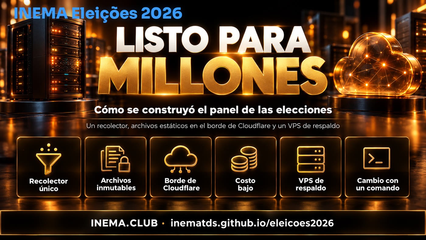 Colector único, archivos inmutables, borde de Cloudflare, costo bajo, VPS de reserva y cambio en un comando