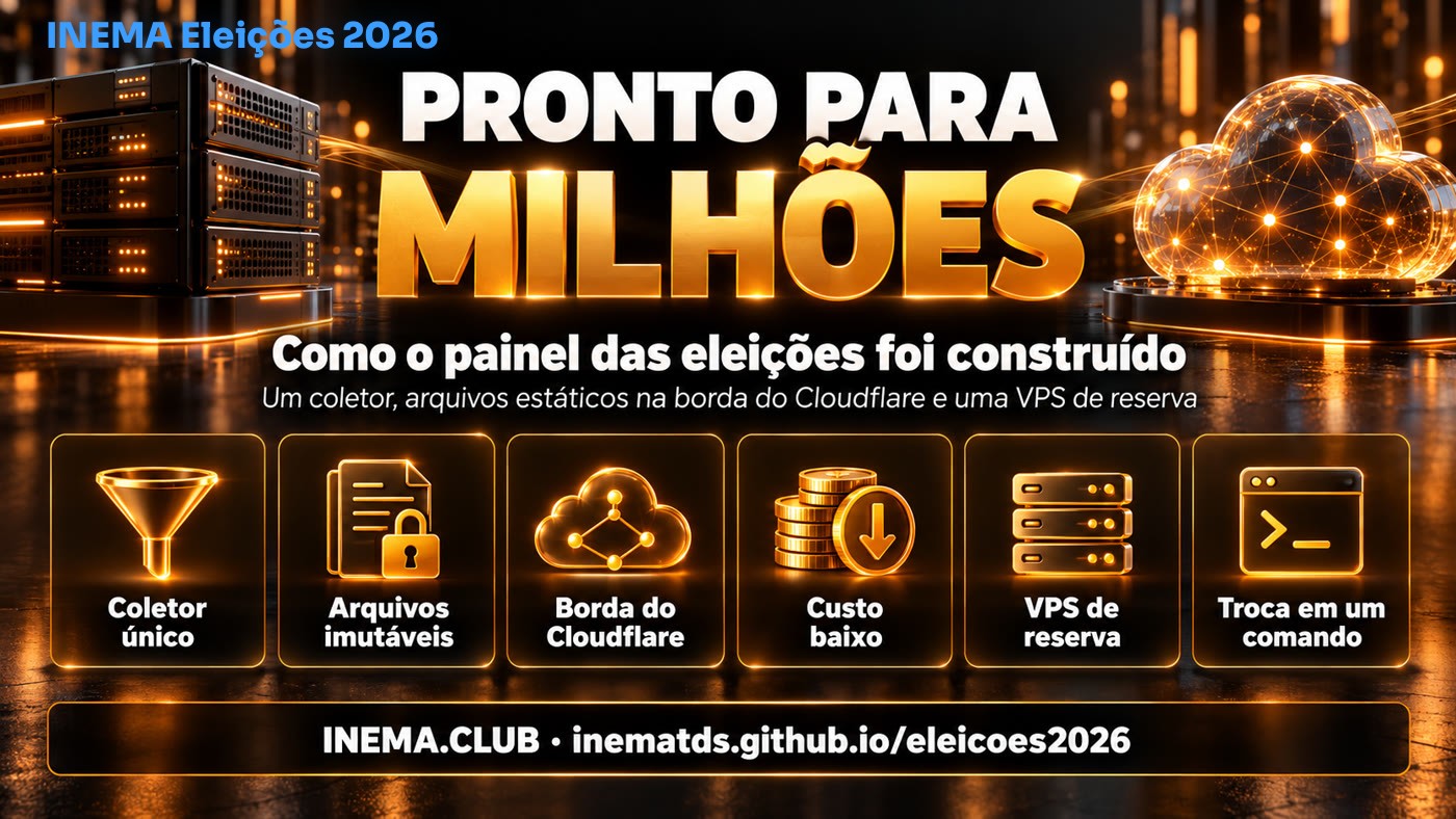Coletor único, arquivos imutáveis, borda do Cloudflare, custo baixo, VPS de reserva e troca em um comando