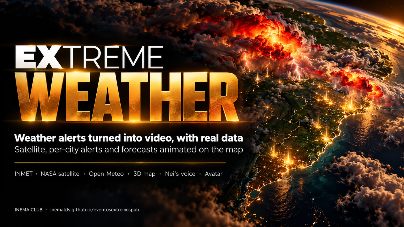 eventosextremospub banner: weather alerts as video with real data