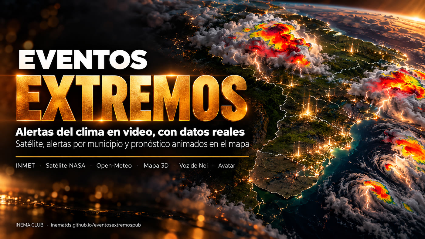 Banner de eventosextremospub: alertas del clima en video con datos reales