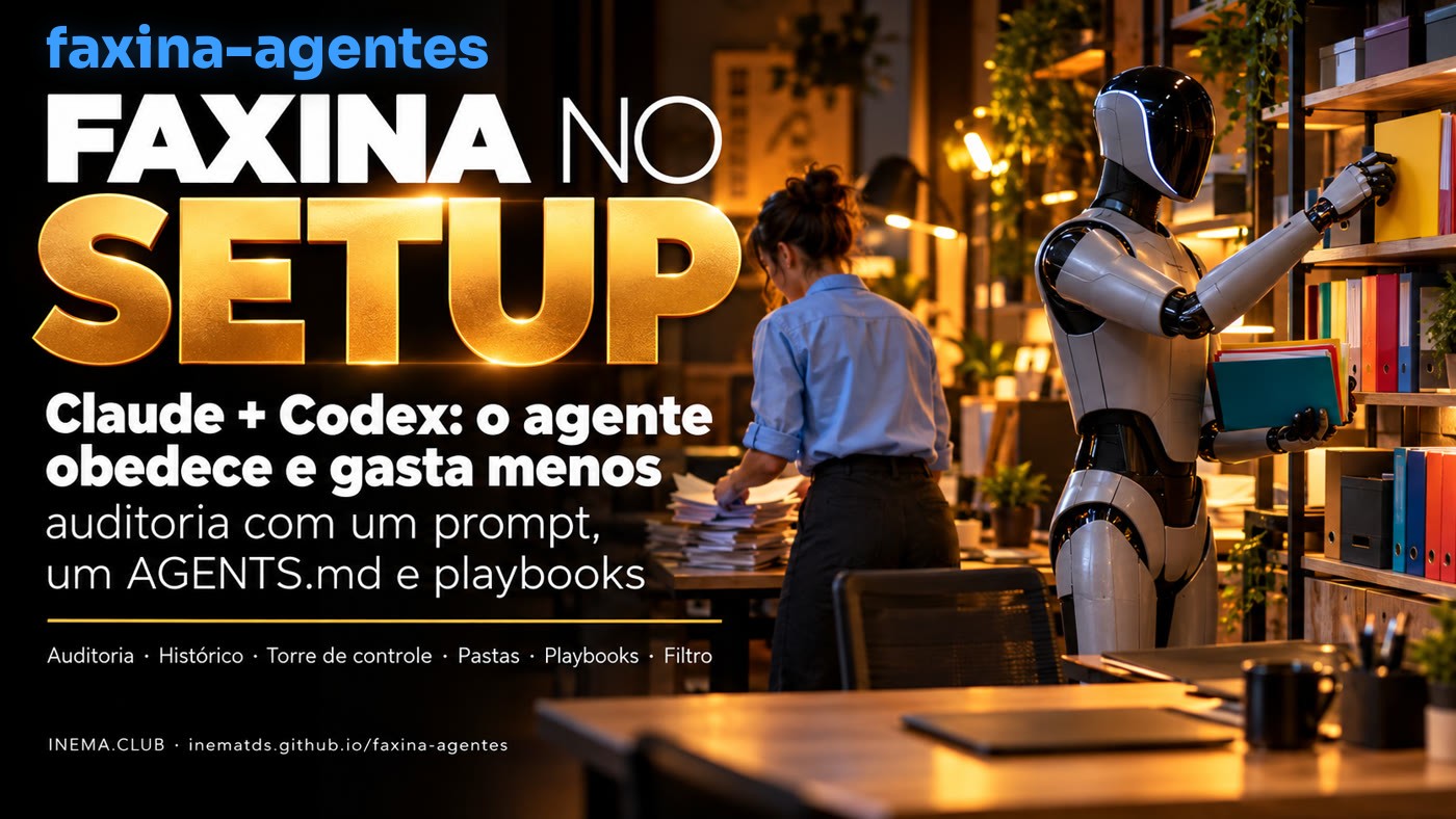 Banner: faxina no setup — Claude e Codex, o agente obedece e gasta menos
