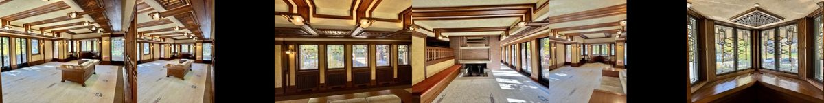 Seis fotos da sala da Robie House