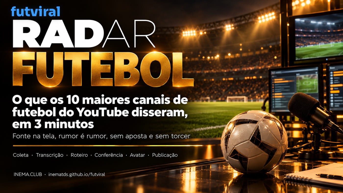 Banner RADAR FUTEBOL: o que os 10 maiores canais de futebol do YouTube disseram, em 3 minutos