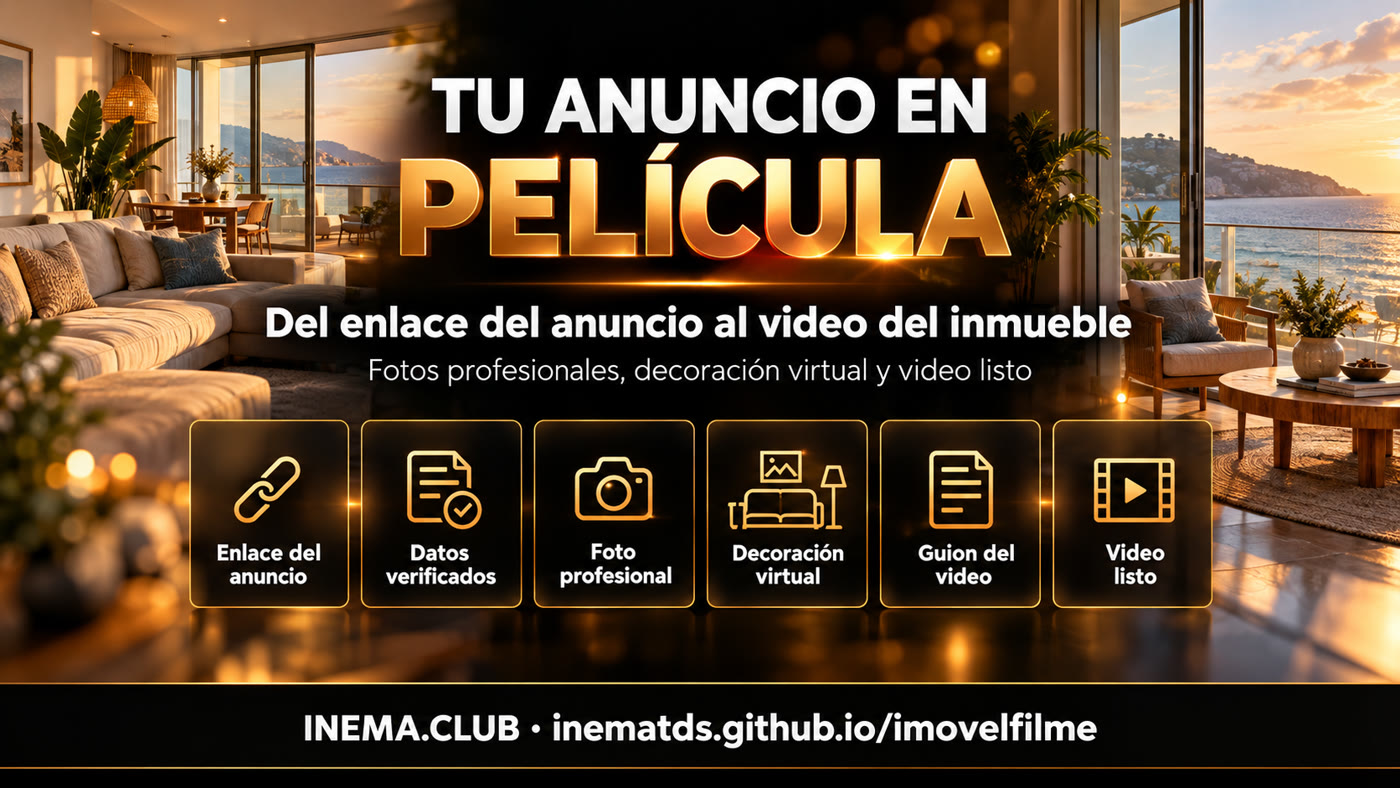 Las seis etapas: enlace del anuncio, datos verificados, foto profesional, decoración virtual, brief del video, película lista