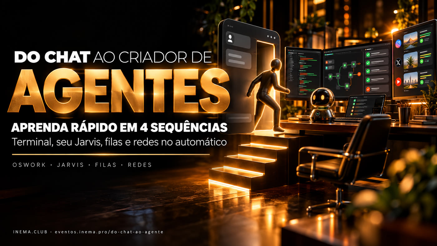 Do chat ao criador de agentes: aprenda rápido em 4 sequências — OSWork, Jarvis, filas e redes