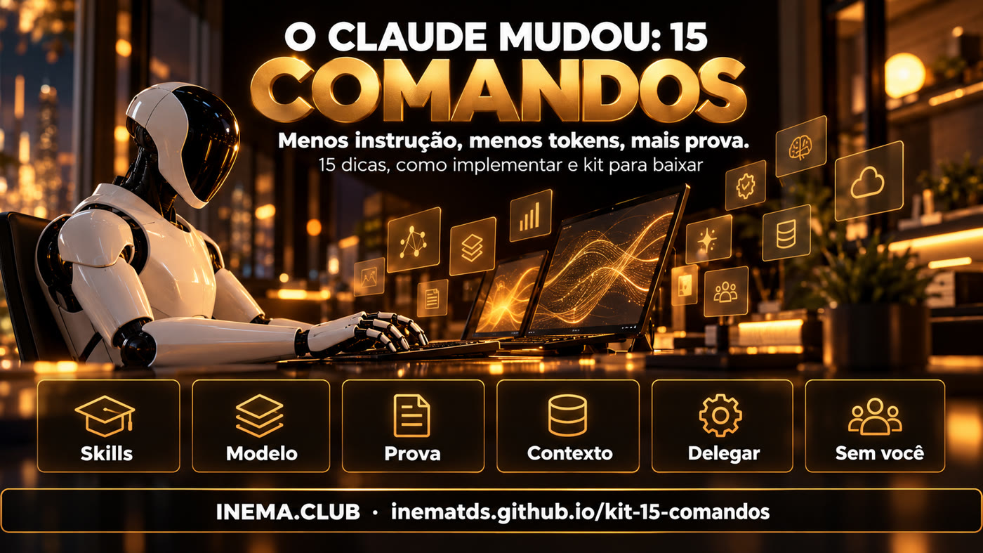 Banner em grade: skills, modelo, prova, contexto, delegação, sem você