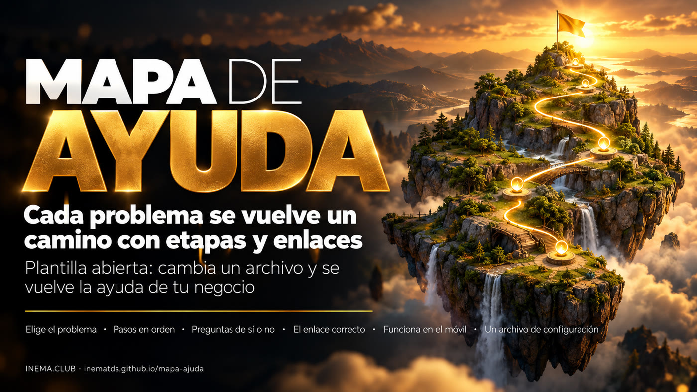 Mapa de Ayuda: cada problema se vuelve un camino con etapas y enlaces