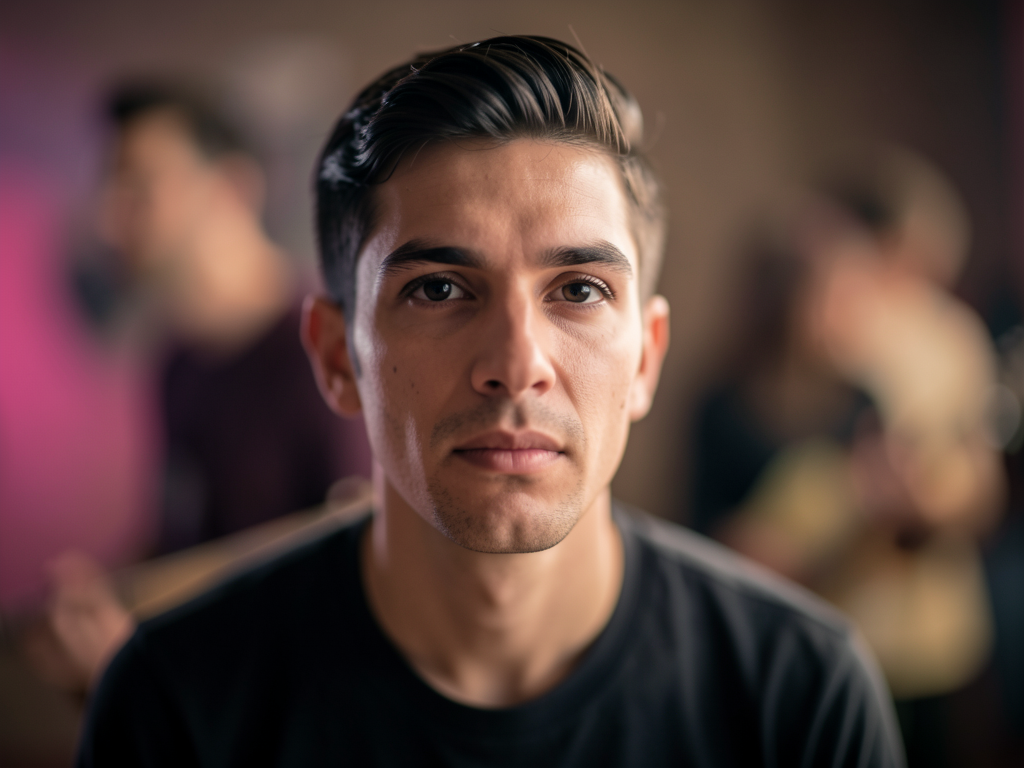 Músico em ensaio, luz âmbar — capa do projeto musicavideo