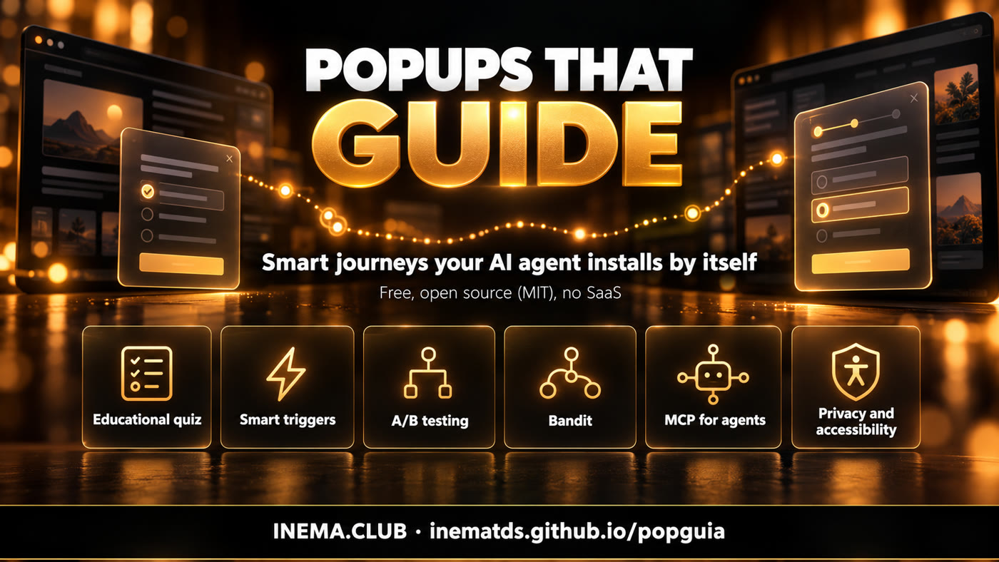 popguia features: quiz, triggers, A/B testing, bandit, MCP and LGPD/GDPR