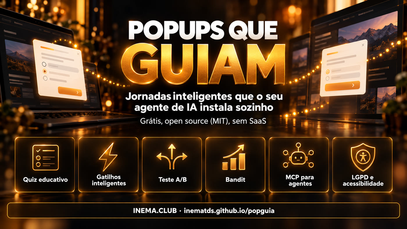 Recursos do popguia: quiz, gatilhos, teste A/B, bandit, MCP e LGPD