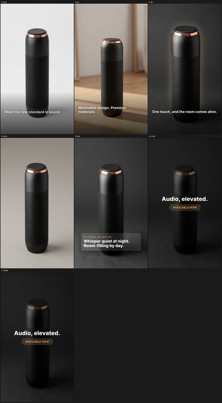 Contact sheet do anúncio de caixa de som