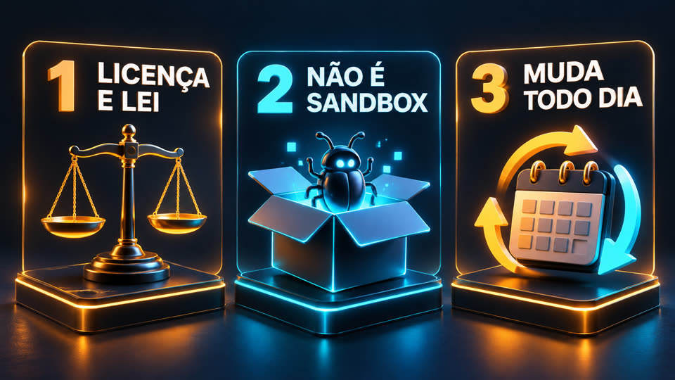 Licença e lei, não é sandbox, muda todo dia