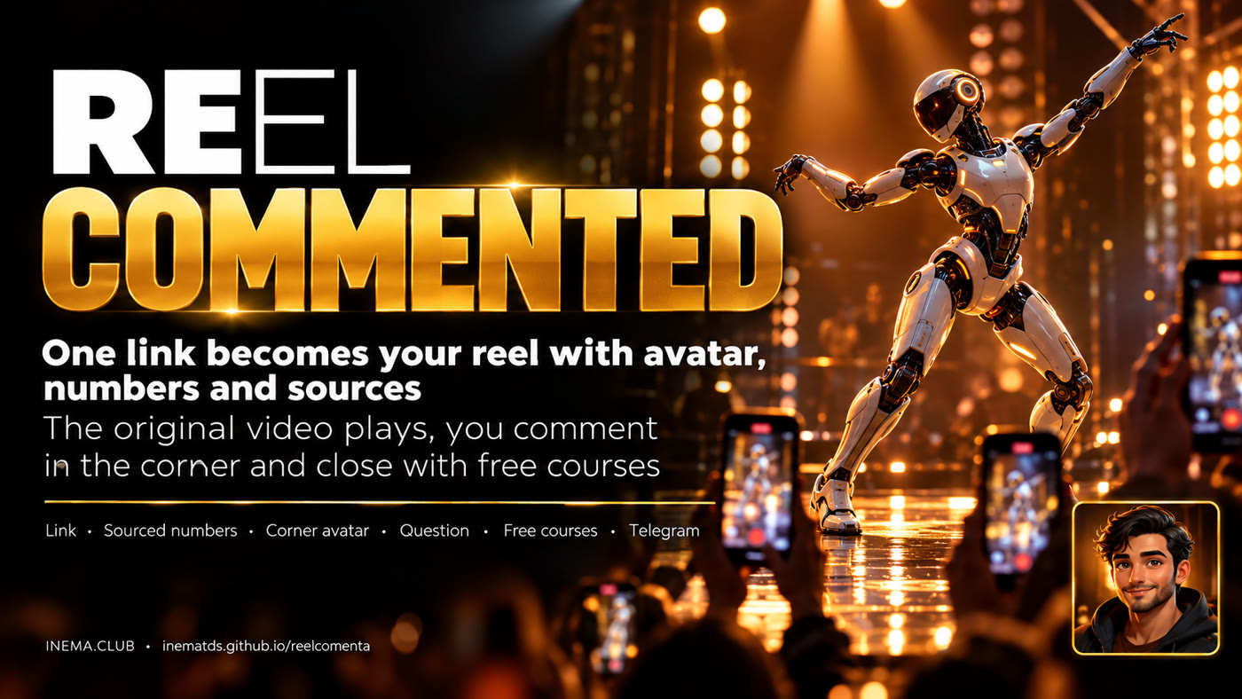 reelcomenta banner: a reel link becomes your commented reel