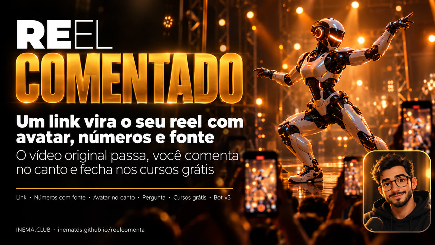 Banner do reelcomenta: um link de reel vira o seu reel comentado
