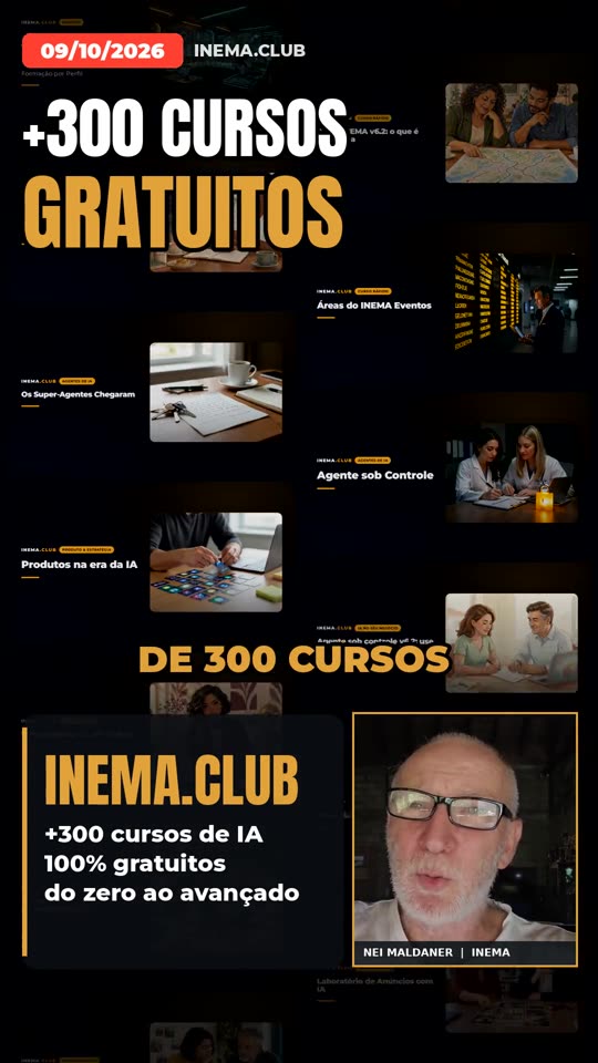Mosaico com as capas dos cursos