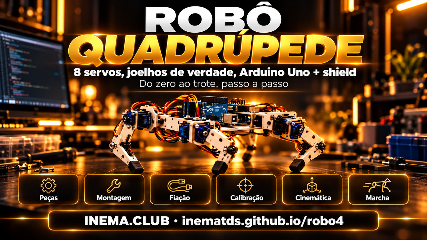 Etapas do robo4: peças, montagem, fiação, calibração, cinemática e marcha