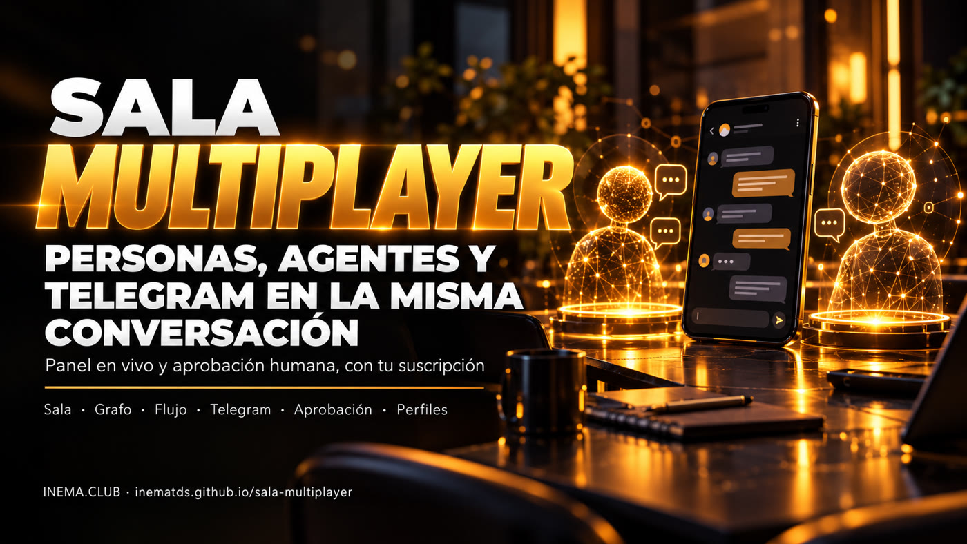 Banner Sala Multiplayer: personas, agentes y Telegram en la misma conversación