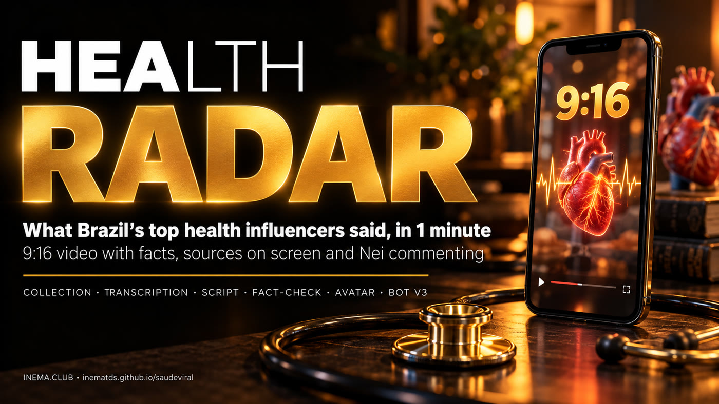 HEALTH RADAR banner: what Brazil's top health influencers said, in 1 minute