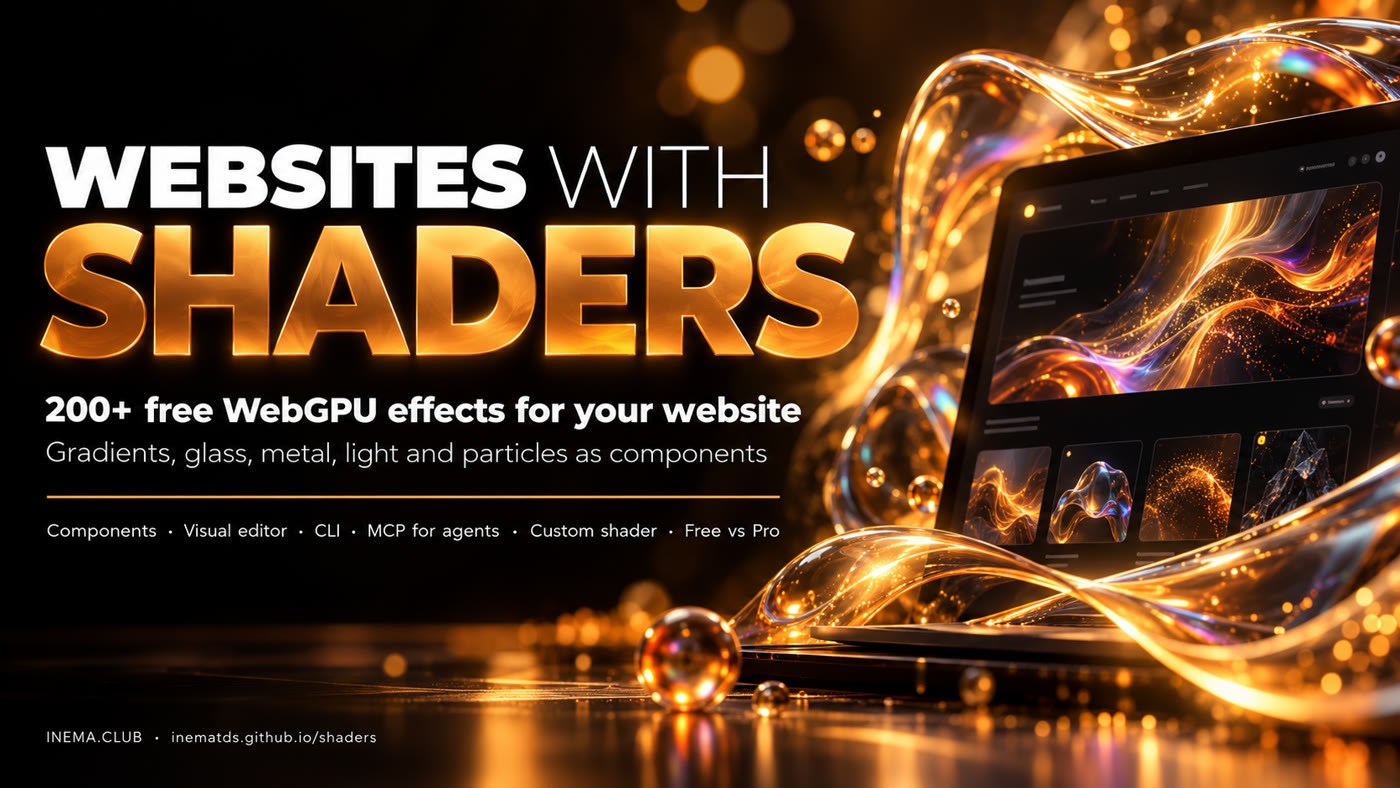 Banner: Sites with Shaders, 200+ free WebGPU effects for your site