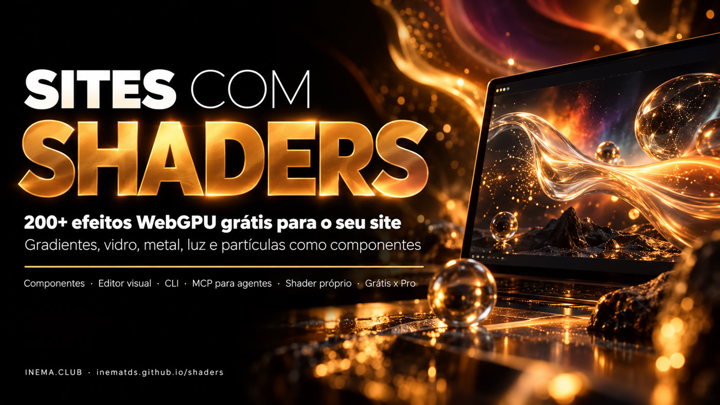 Banner: Sites com Shaders, 200+ efeitos WebGPU grátis para o seu site