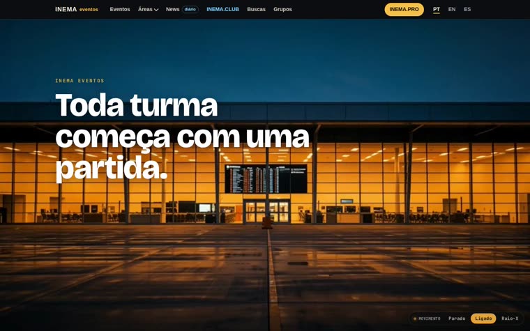 Abertura do piloto: o terminal ao anoitecer com a frase Toda turma começa com uma partida