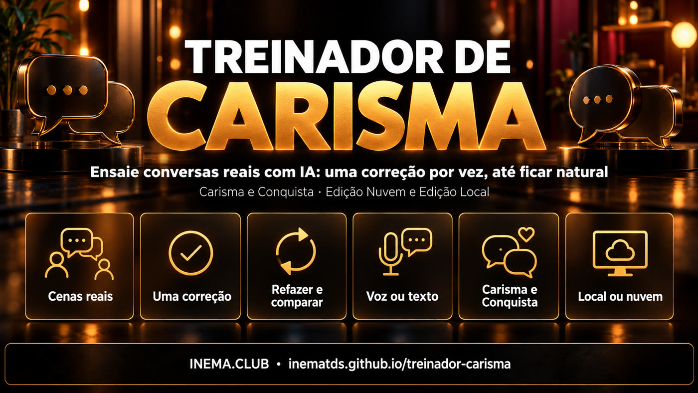Cenas reais, uma correção, refazer e comparar, voz ou texto, Carisma e Conquista, local ou nuvem