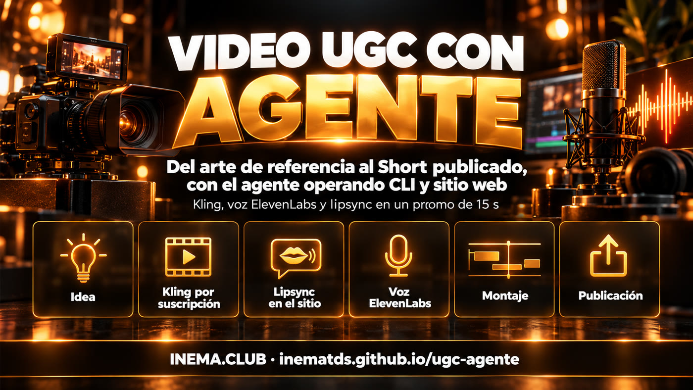 Las seis etapas: idea, Kling por suscripción, lipsync en el sitio, voz de ElevenLabs, montaje y publicación